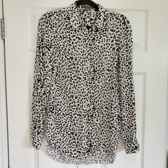 Suzy Shier Tops - Black & White Leopard Blouse
